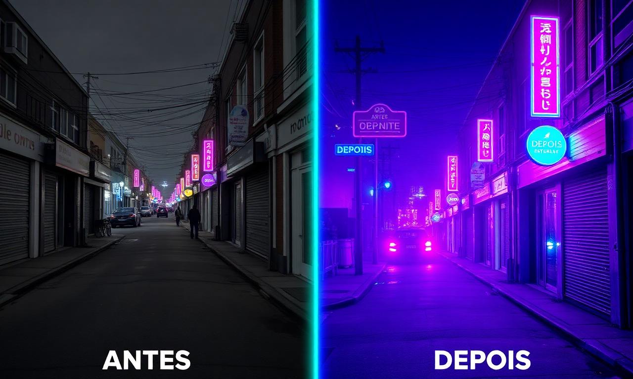 Antes e depois — Neon & Light Leaks